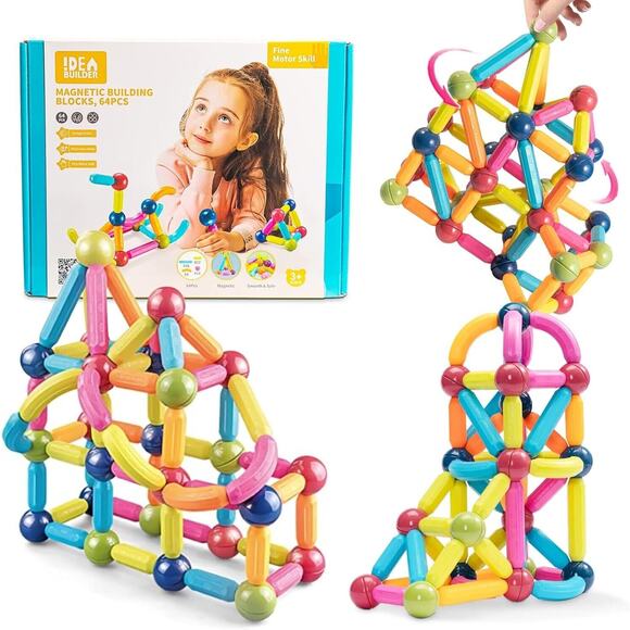 KidEwan Other - KidEwan Magnetic Balls and Rods Set, Magnetic Building Sticks Blocks Toys,Educat